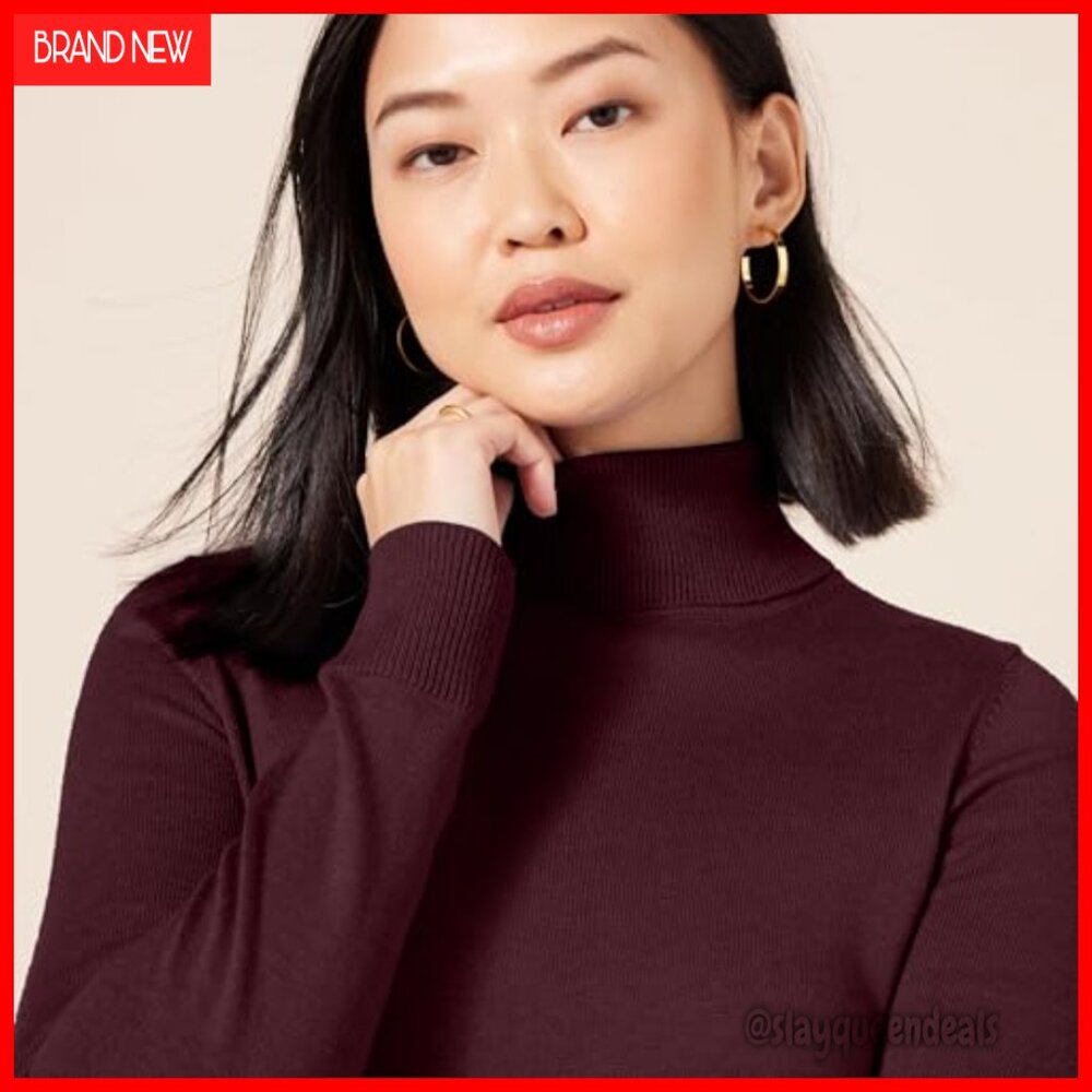 Women's Lightweight Turtleneck Sweater Classic Fit Long Sleeve Pullover - Picture 4 of 7